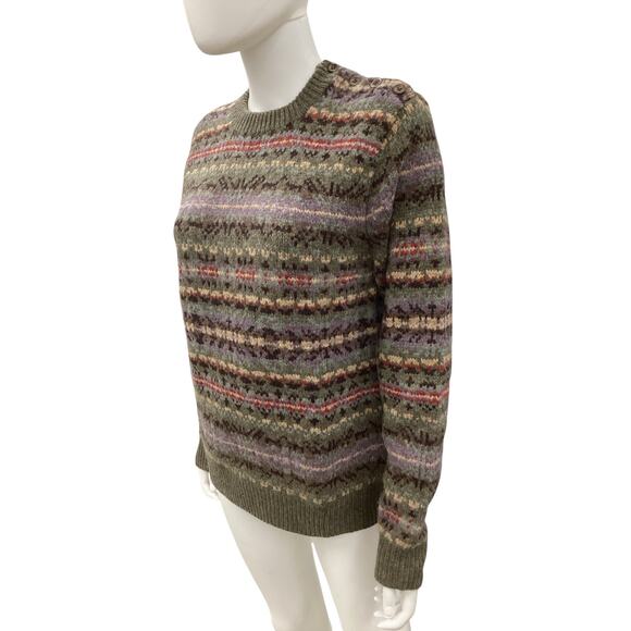 Vintage Polo By Ralph Lauren Sweater Women’s SZ M Merino Wool Blend Green &Brown - Picture 2 of 6